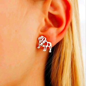 Silver Fashion Bulldog Earrings